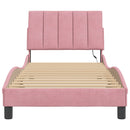 sengeramme med LED uden madras Hanko 80x200 cm velour pink