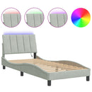 sengeramme med LED uden madras Hanko 90x190 cm velour lysegrå