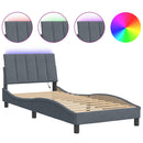 sengeramme med LED uden madras Hanko 90x190 cm velour mørkegrå