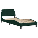 sengeramme med LED uden madras Hanko 90x190 cm velour mørkegrøn