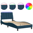 sengeramme med LED uden madras Hanko 90x190 cm velour blå