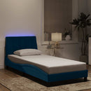 sengeramme med LED uden madras Hanko 90x190 cm velour blå