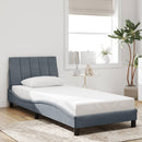 sengeramme med LED uden madras Hanko 90x200 cm velour mørkegrå
