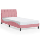 sengeramme med LED uden madras Hanko 100x200 cm velour pink