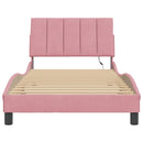 sengeramme med LED uden madras Hanko 100x200 cm velour pink