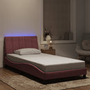 sengeramme med LED uden madras Hanko 100x200 cm velour pink