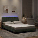 sengeramme med LED uden madras Hanko 140x190 cm velour lysegrå