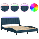sengeramme med LED uden madras Hanko 140x190 cm velour blå