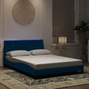 sengeramme med LED uden madras Hanko 140x190 cm velour blå