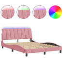 sengeramme med LED uden madras Hanko 140x190 cm velour pink