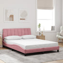 sengeramme med LED uden madras Hanko 140x190 cm velour pink