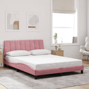sengeramme med LED uden madras Hanko 140x200 cm velour pink
