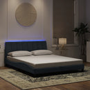 sengeramme med LED uden madras Hanko 160x200 cm velour mørkegrå