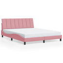 sengeramme med LED uden madras Hanko 160x200 cm velour pink
