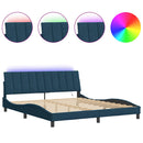 sengeramme med LED uden madras Hanko 180x200 cm velour blå