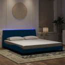 sengeramme med LED uden madras Hanko 180x200 cm velour blå