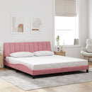 sengeramme med LED uden madras Hanko 180x200 cm velour pink