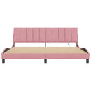 sengeramme med LED uden madras Hanko 200x200 cm velour lyserød