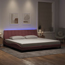 sengeramme med LED uden madras Hanko 200x200 cm velour lyserød