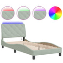 sengeramme med LED uden madras 90x190 cm velour lysegrå