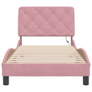 sengeramme med LED uden madras 90x190 cm velour pink