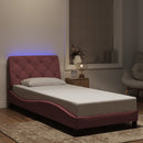 sengeramme med LED uden madras 90x190 cm velour pink