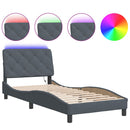 sengeramme med LED uden madras 90x200 cm velour mørkegrå