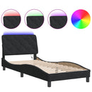 sengeramme med LED uden madras 90x200 cm velour sort