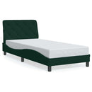 sengeramme med LED uden madras 90x200 cm velour mørkegrøn