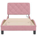 sengeramme med LED uden madras 90x200 cm velour pink