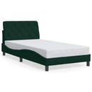 sengeramme med LED uden madras 100x200 cm velour mørkegrøn