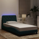 sengeramme med LED uden madras 100x200 cm velour mørkegrøn