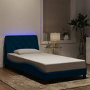 sengeramme med LED uden madras 100x200 cm velour blå