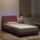 sengeramme med LED uden madras 100x200 cm velour pink