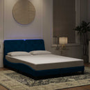 sengeramme med LED uden madras 120x200 cm velour blå