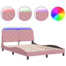 sengeramme med LED uden madras 120x200 cm velour pink