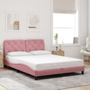 sengeramme med LED uden madras 120x200 cm velour pink