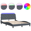 sengeramme med LED uden madras 140x190 cm velour mørkegrå