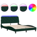 sengeramme med LED uden madras 140x190 cm velour mørkegrøn