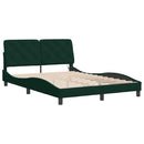 sengeramme med LED uden madras 140x190 cm velour mørkegrøn