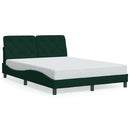 sengeramme med LED uden madras 140x190 cm velour mørkegrøn