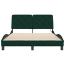 sengeramme med LED uden madras 140x190 cm velour mørkegrøn