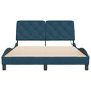 sengeramme med LED uden madras 140x190 cm velour blå