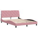 sengeramme med LED uden madras 140x190 cm velour pink