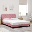 sengeramme med LED uden madras 140x190 cm velour pink