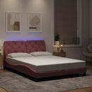 sengeramme med LED uden madras 140x190 cm velour pink