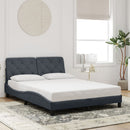 sengeramme med LED uden madras 140x200 cm velour mørkegrå