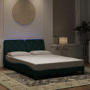 sengeramme med LED uden madras 140x200 cm velour mørkegrøn