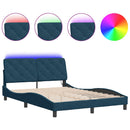 sengeramme med LED uden madras 140x200 cm velour blå