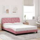 sengeramme med LED uden madras 140x200 cm velour pink